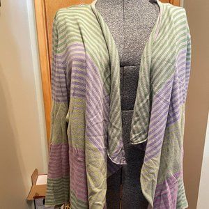 Organic Cotton Striped Waterfall Open Cardigan from Braintree in GUC Sz XL